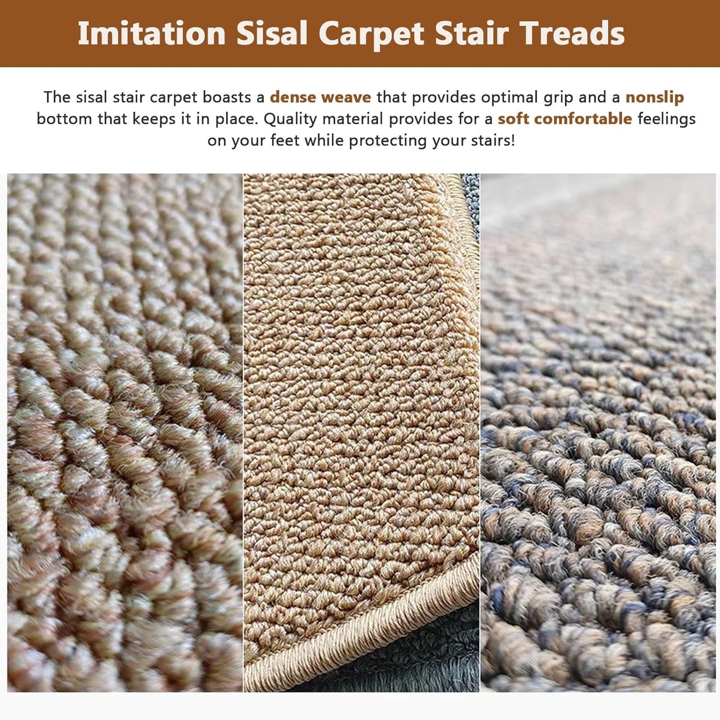 aldorian™-Self Adhesive Imitation Sisal Indoor Stair Runner Rugs Cover Mat