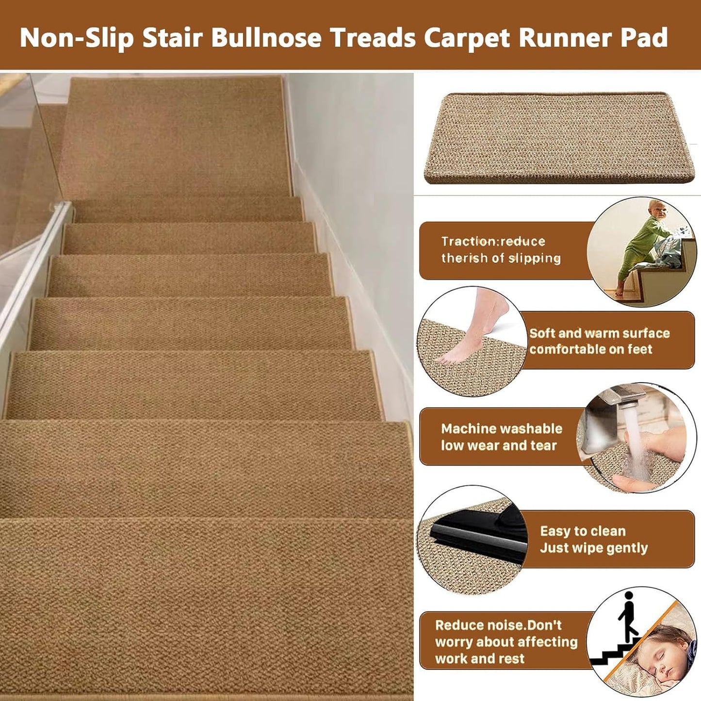 aldorian™-Self Adhesive Imitation Sisal Indoor Stair Runner Rugs Cover Mat