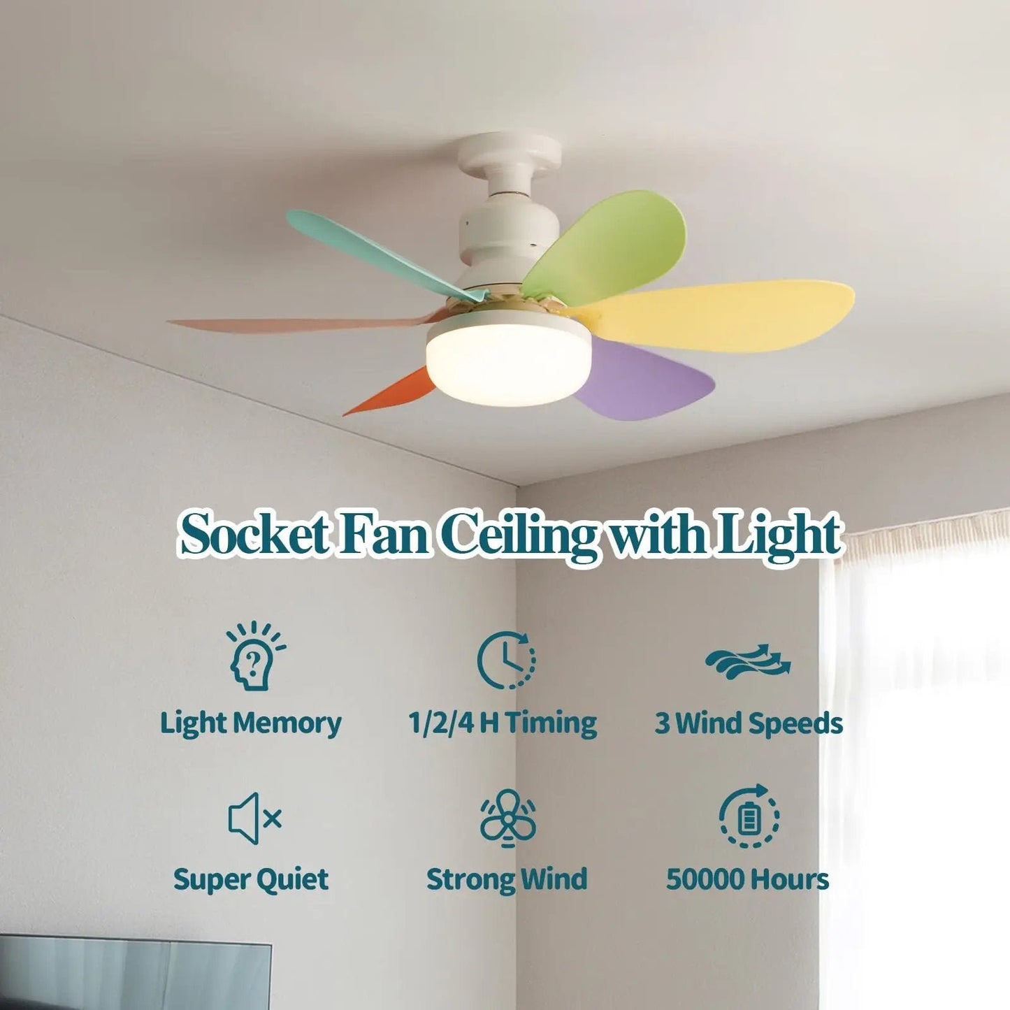 aldorian™-Bright Cool Ceiling Socket Fan & Light with Remote