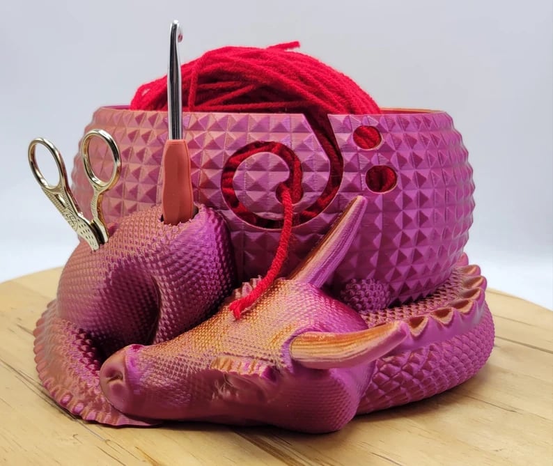 aldorian™-Large Fantasy Dragon and Egg Fantasy Bowl Knitting or Crochet Bowl- Buy two and get free shipping