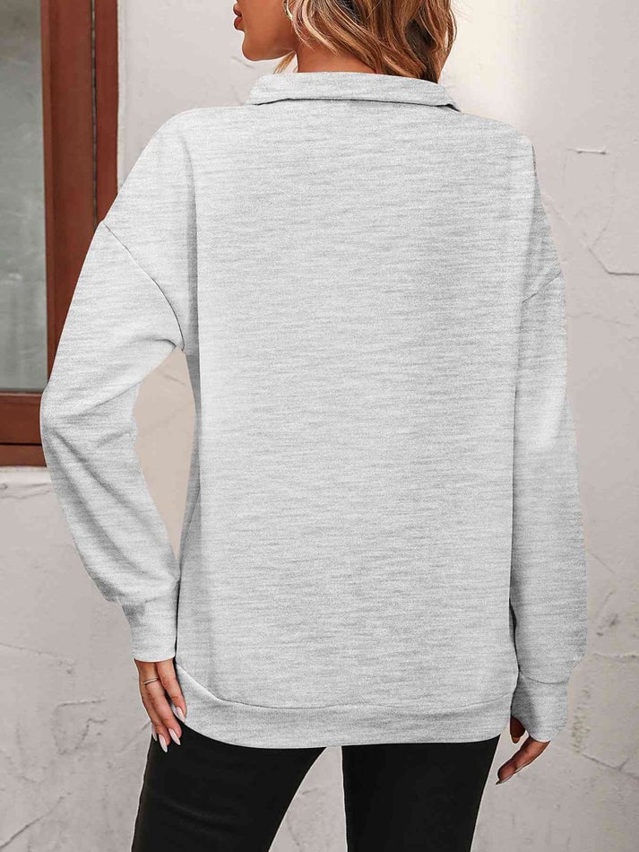 Womens Zip-Up Dropped Shoulder Sweatshirt