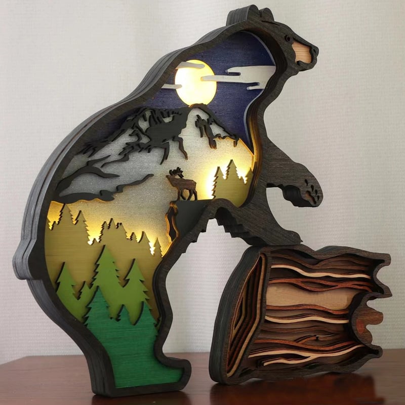 aldorian™-🦖Animal Wood Carving Night Light Home Decoration Crafts