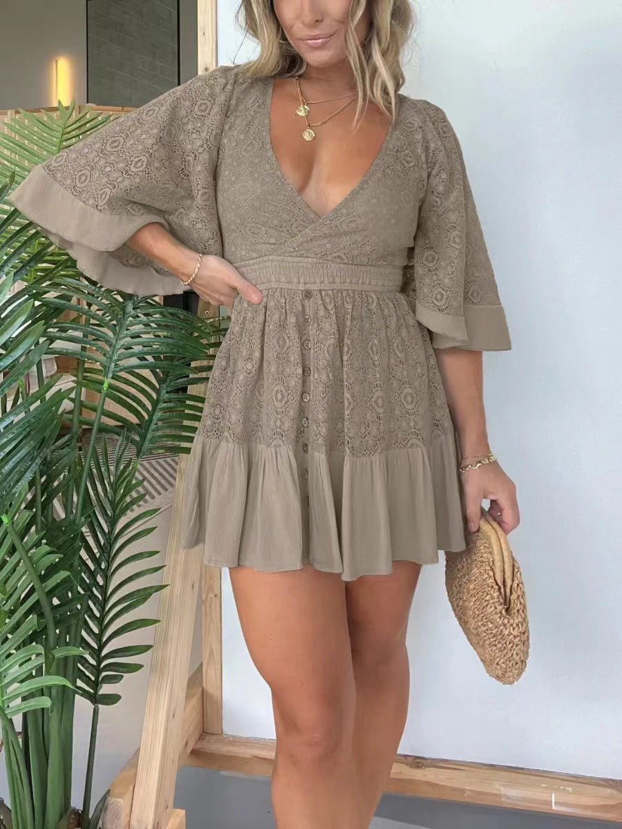 aldorian™-Women's Lace Crochet Romper Dress with Built-in Shorts (Buy 2 Free Shipping)