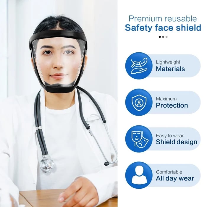 aldorian™-Full Face Protection Large Transparent Face Shield
