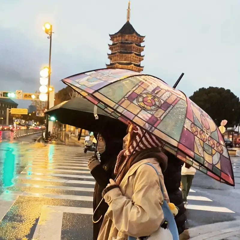 aldorian™-🔥Vintage Stained Glass Automatic Umbrella