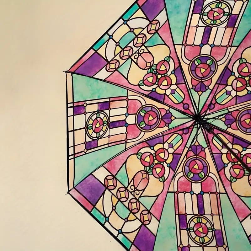 aldorian™-🔥Vintage Stained Glass Automatic Umbrella