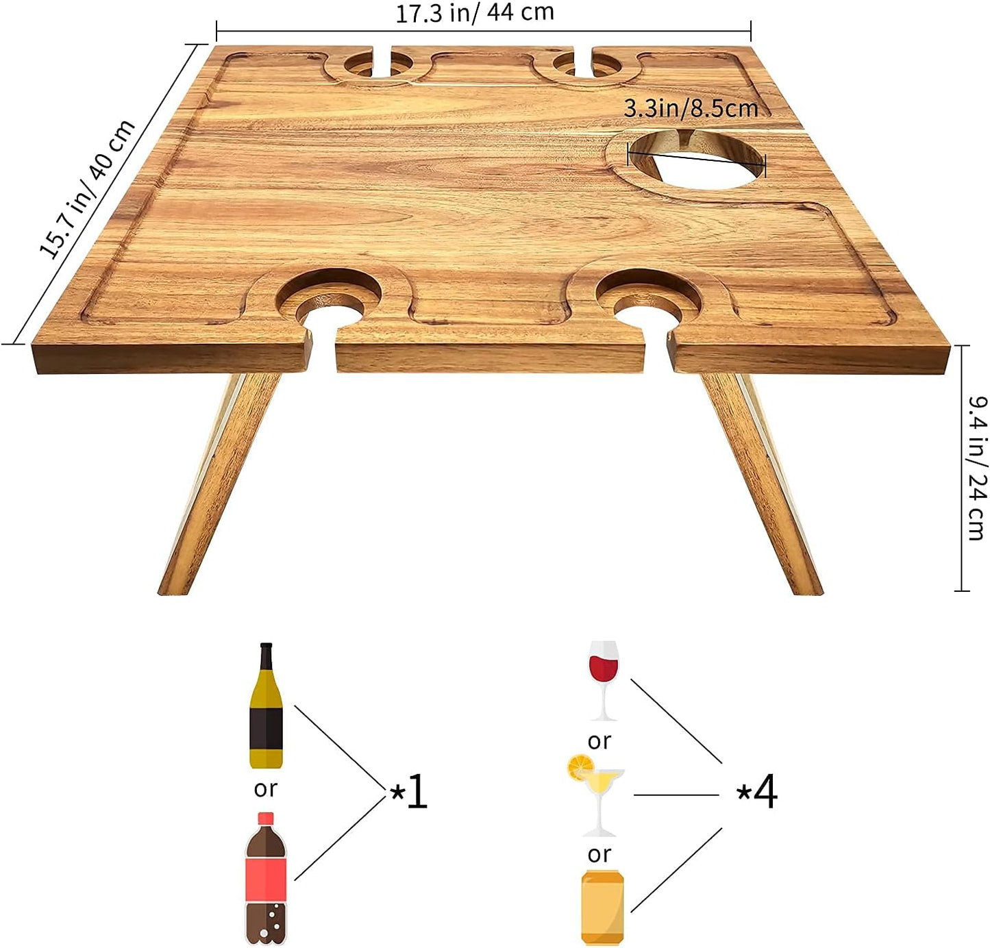 aldorian™-Deluxe Portable Picnic Wine Table
