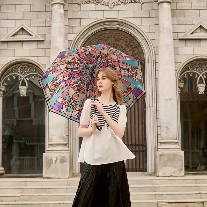 aldorian™-🔥Vintage Stained Glass Automatic Umbrella