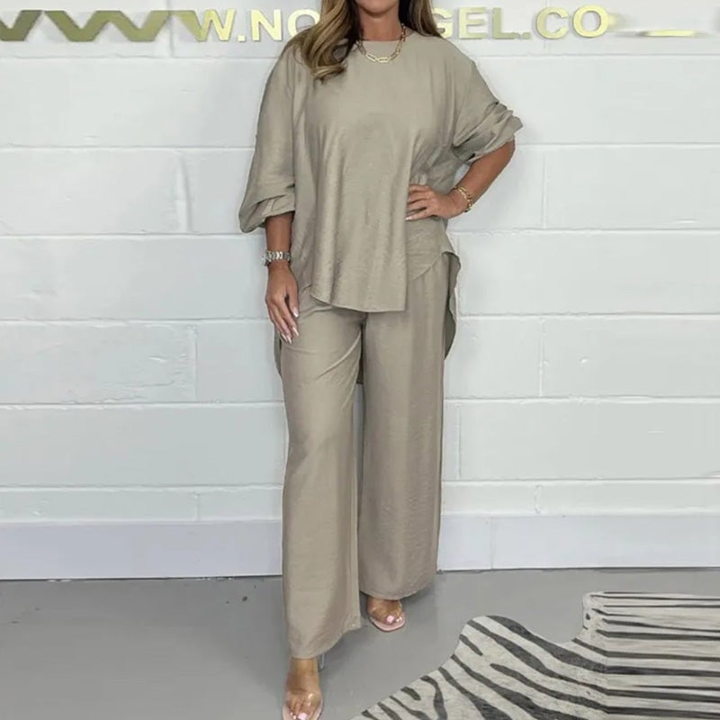 aldorian™-💕Women's Long Sleeve Blouse and Wide Leg Pants Set✨