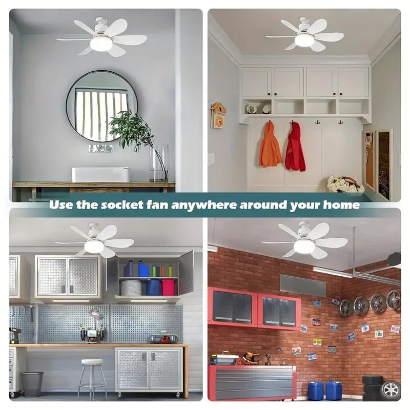 aldorian™-Bright Cool Ceiling Socket Fan & Light with Remote