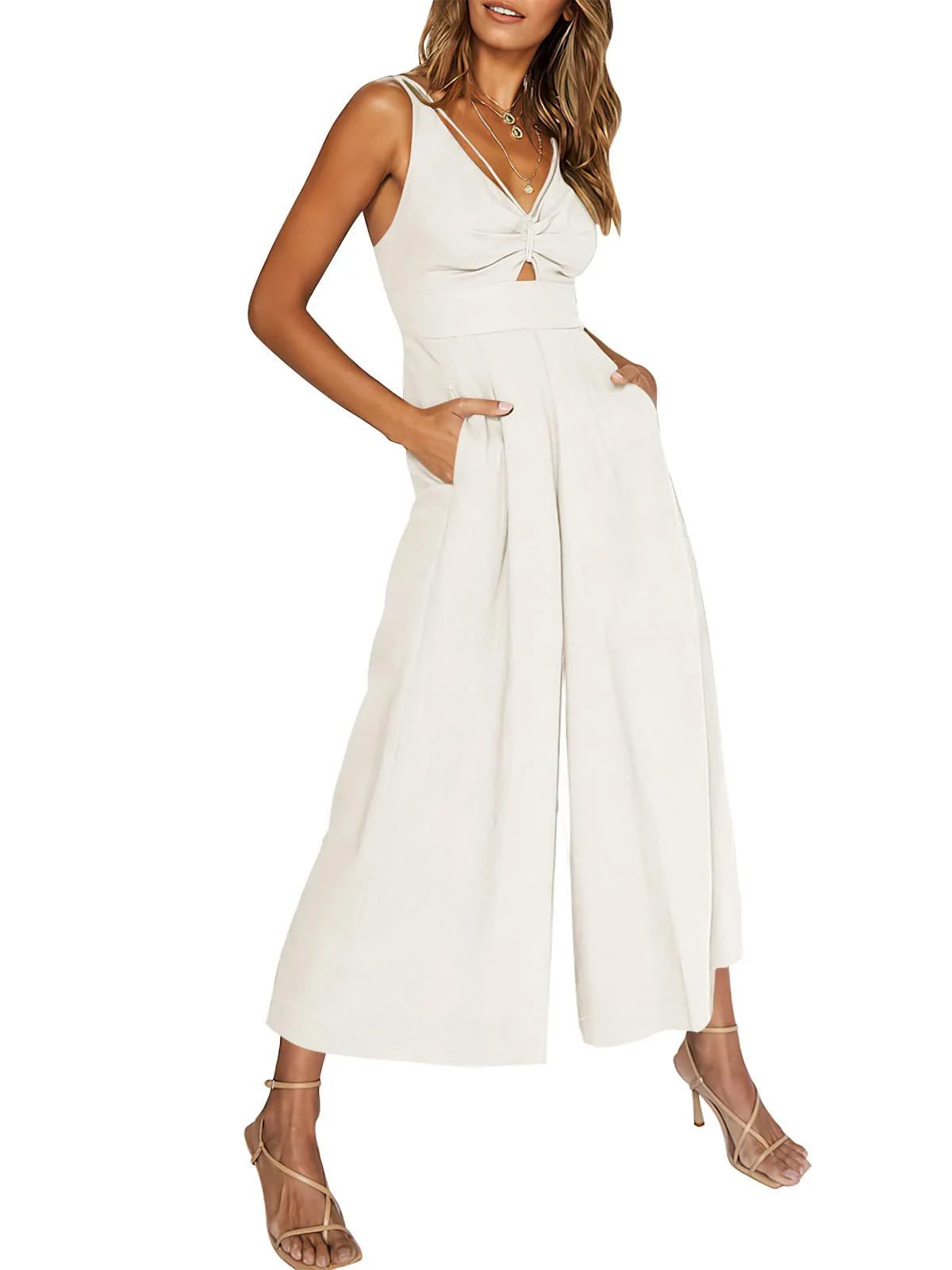 aldorian™-2024 New V Neck Cutout Wide Leg Jumpsuits(❤️Buy 2 Free Shipping❤️)