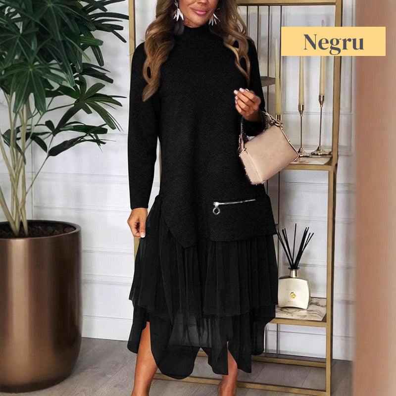 aldorian™-🎉 Two-Piece Set: Long Sleeve Top and Tulle Skirt for Women