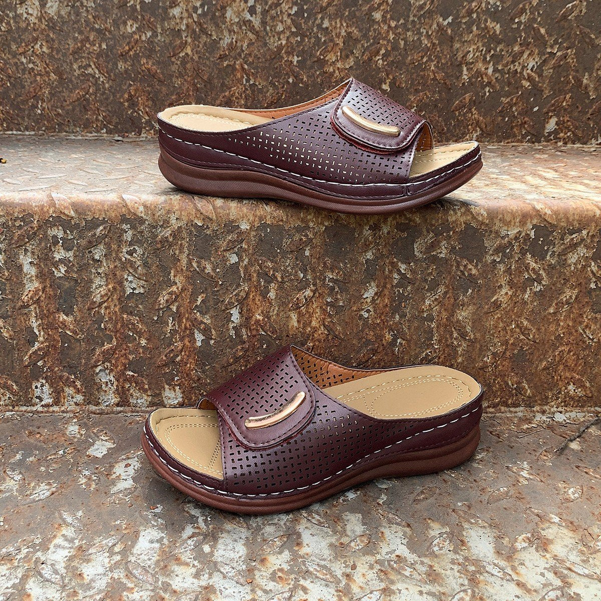aldorianā¢-š„Peep Toe Hollow Out Orthopedic Slippers