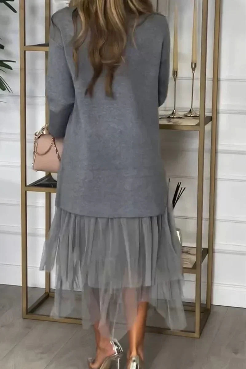 aldorian™-🎉 Two-Piece Set: Long Sleeve Top and Tulle Skirt for Women