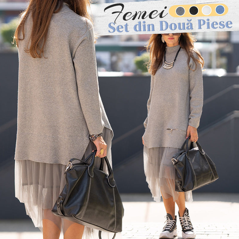 aldorian™-🎉 Two-Piece Set: Long Sleeve Top and Tulle Skirt for Women