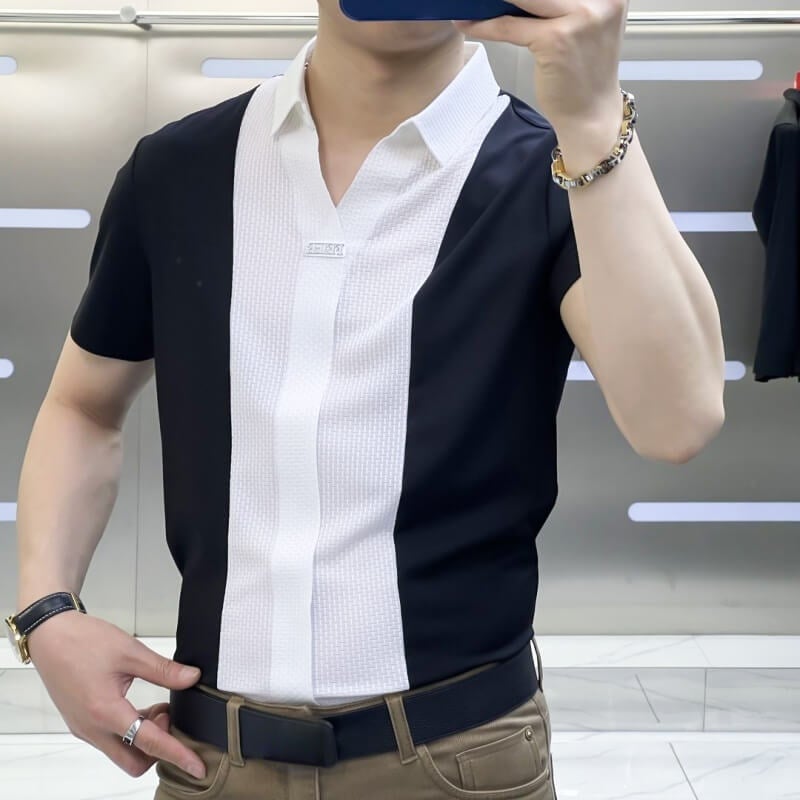 aldorian™-Men's Business Casual Patchwork Shirt