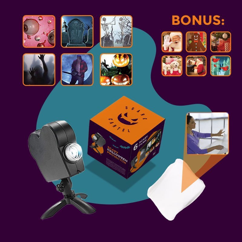 aldorian™-Scary Halloween Projector( Projector + 12 videos + Screen)