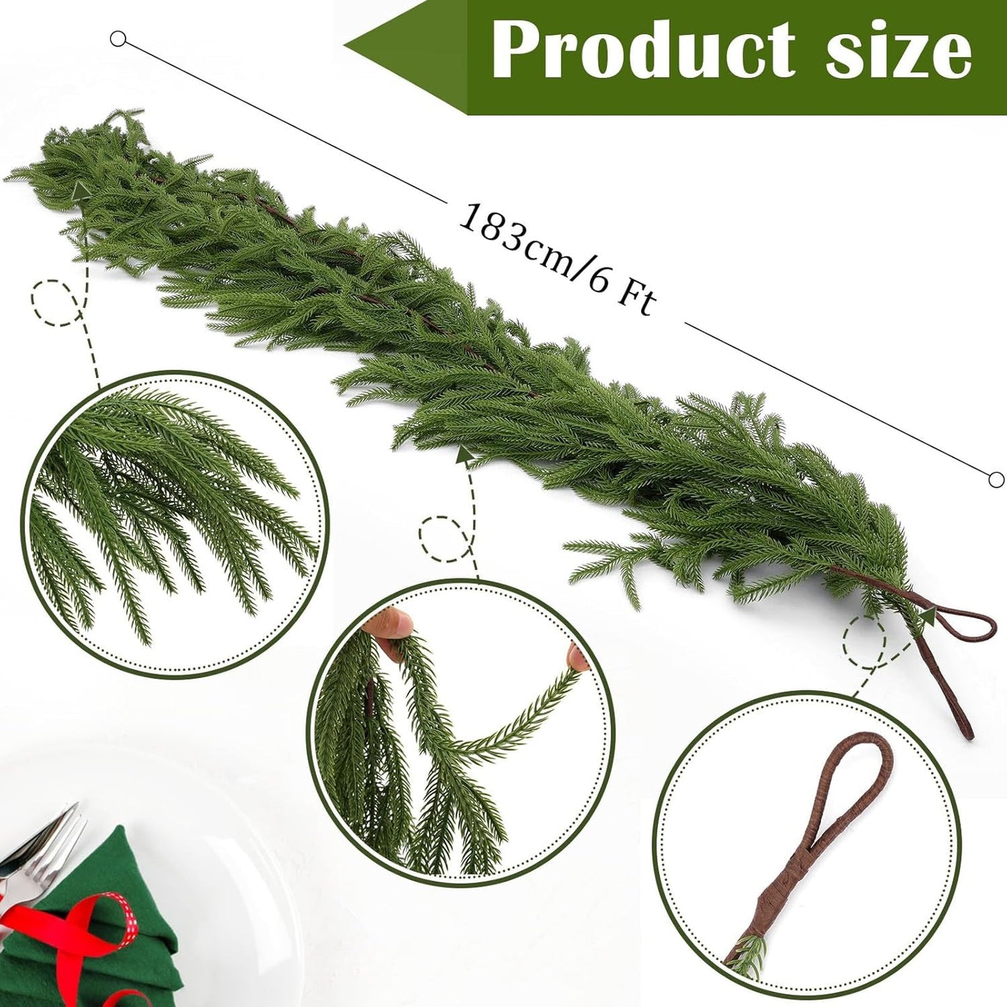 aldorian™-✨Natural Christmas Greenery - Real Touch Norfolk Pine Garland