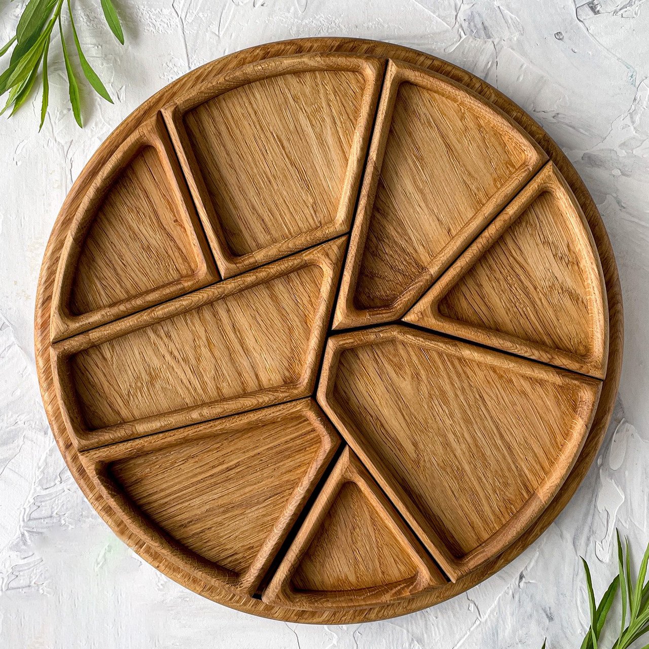 aldorian™-Puzzle Serving Tray - Oak Wood with Removable Compartments