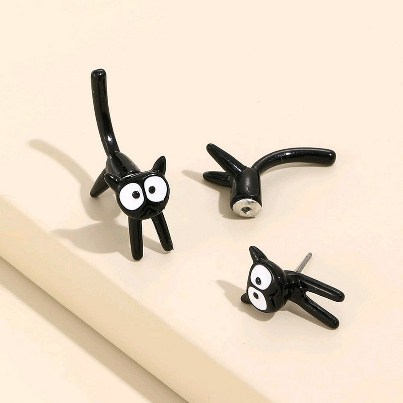 aldorian™-2024 New Funny Small Black Cat Earring for Women Girl Fashion Cute Animal Earrings Fashion Party Jewelry Gifts Wholesale