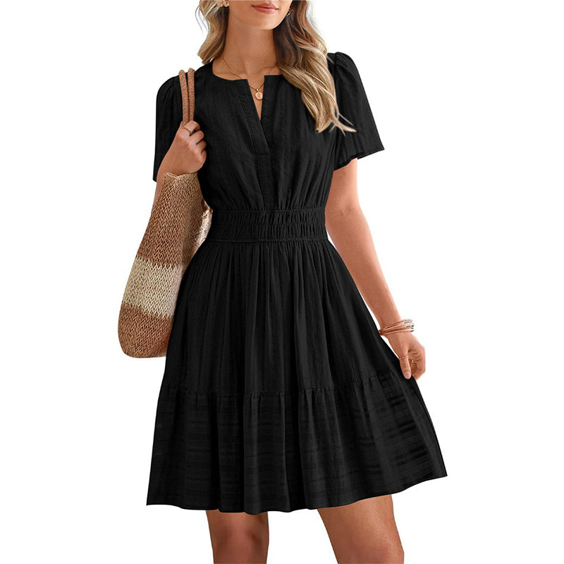 🌸Women Short Sleeve Tiered Mini Dress