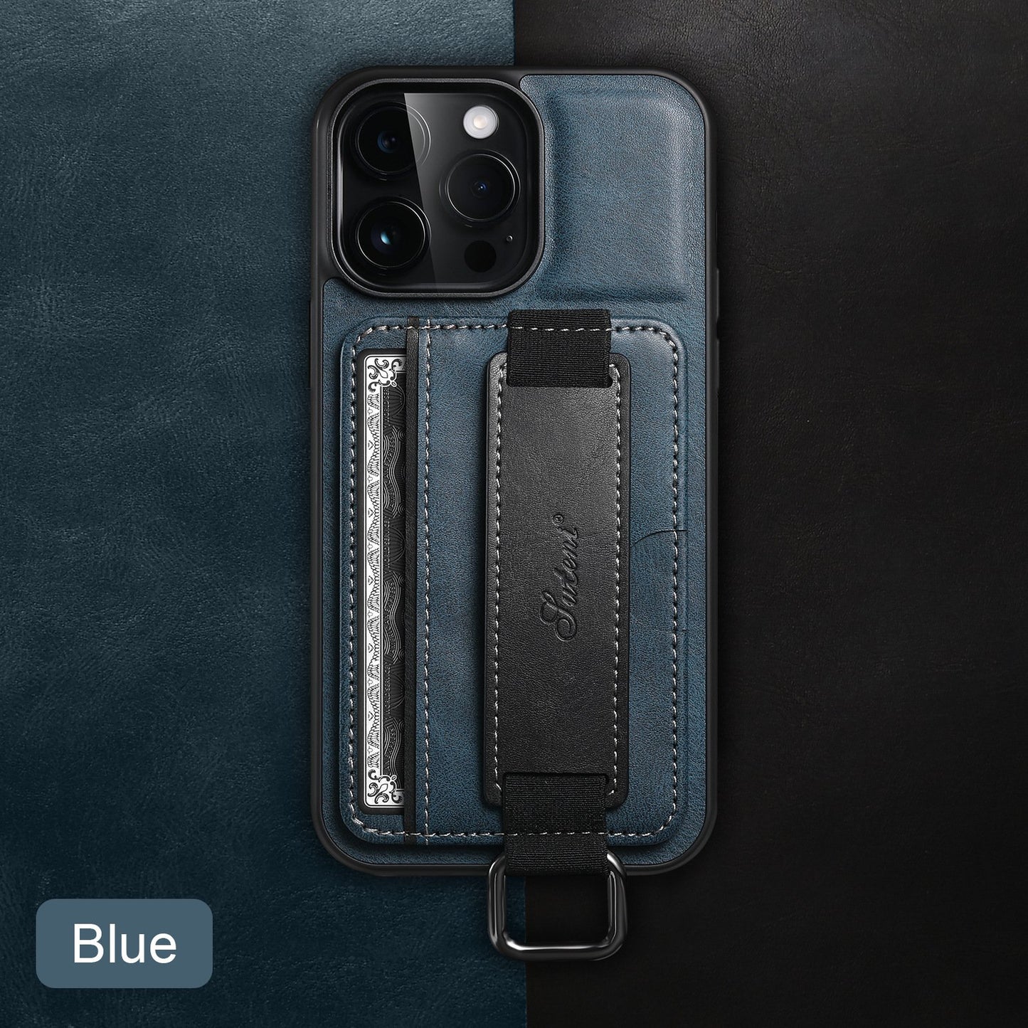 aldorian™-Luxurious Leather Kickstand iPhone Case with Card Slots and Wristband