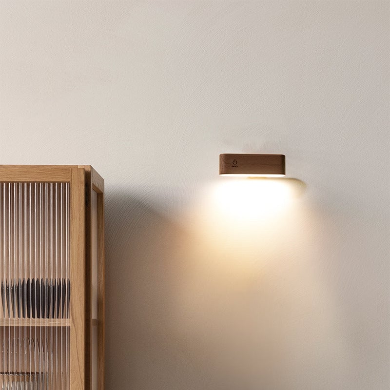 aldorian™-360-Degree Rotating Solid Wood Magnetic Charging Desk Lamp, No Drilling Required, Detachable