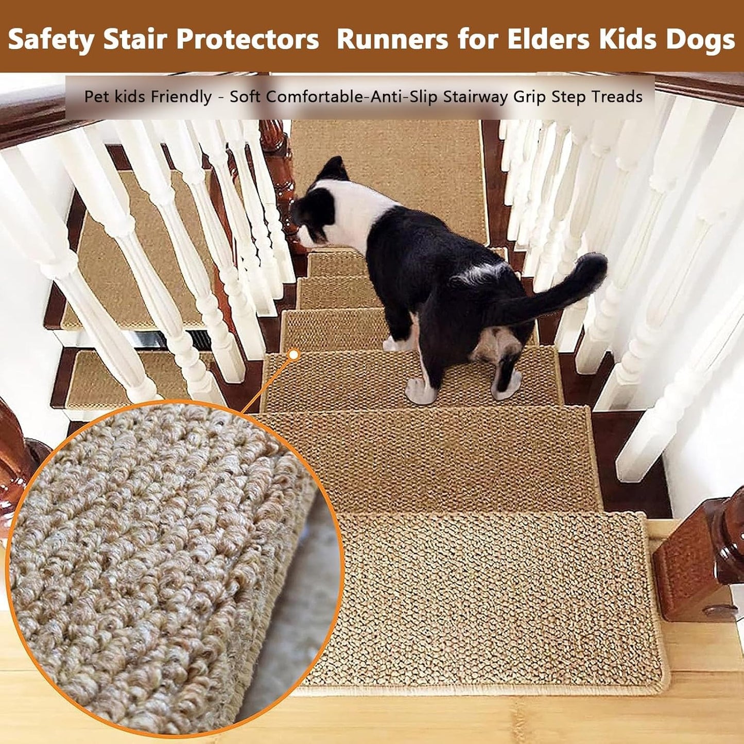 aldorian™-Self Adhesive Imitation Sisal Indoor Stair Runner Rugs Cover Mat