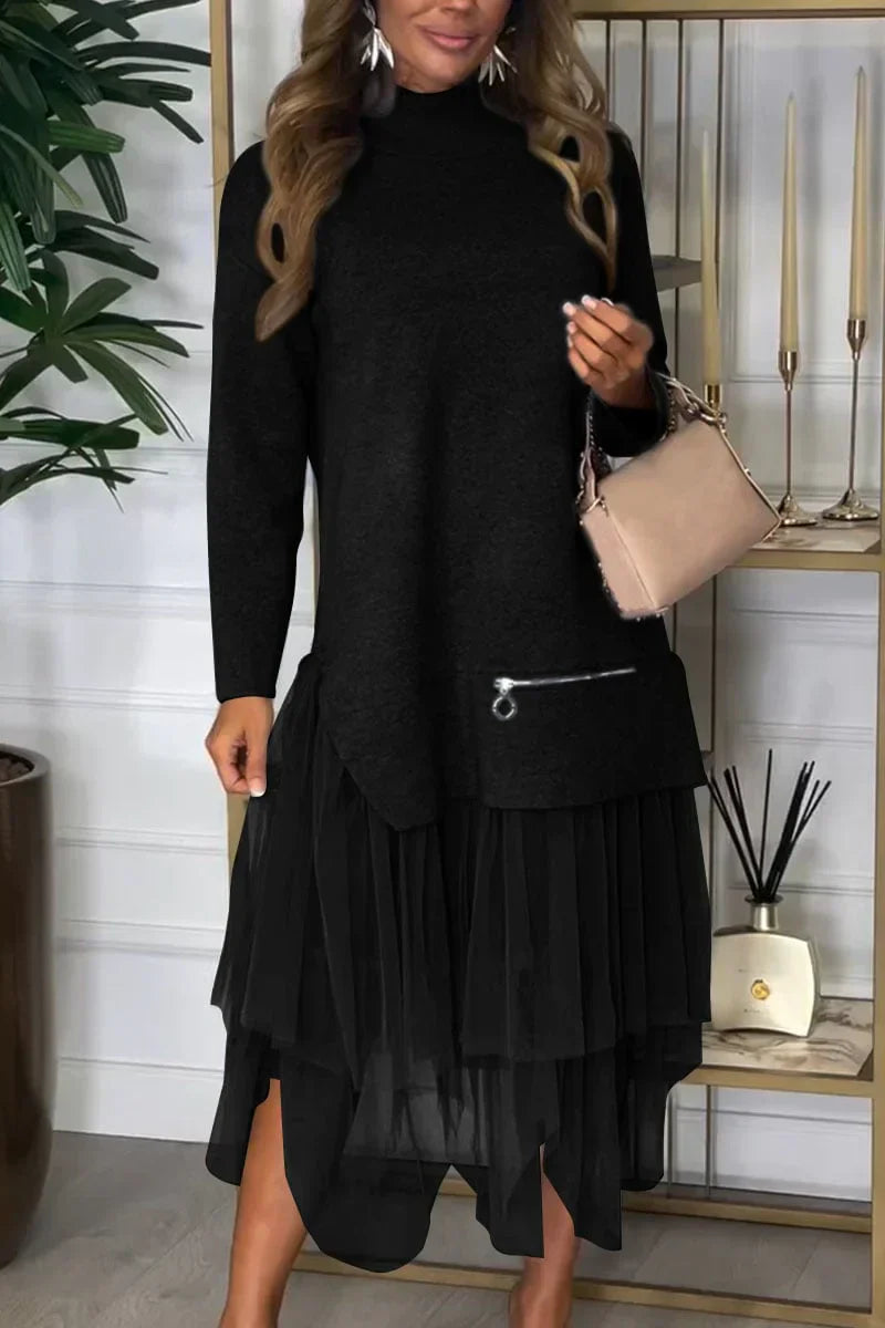 aldorian™-🎉 Two-Piece Set: Long Sleeve Top and Tulle Skirt for Women