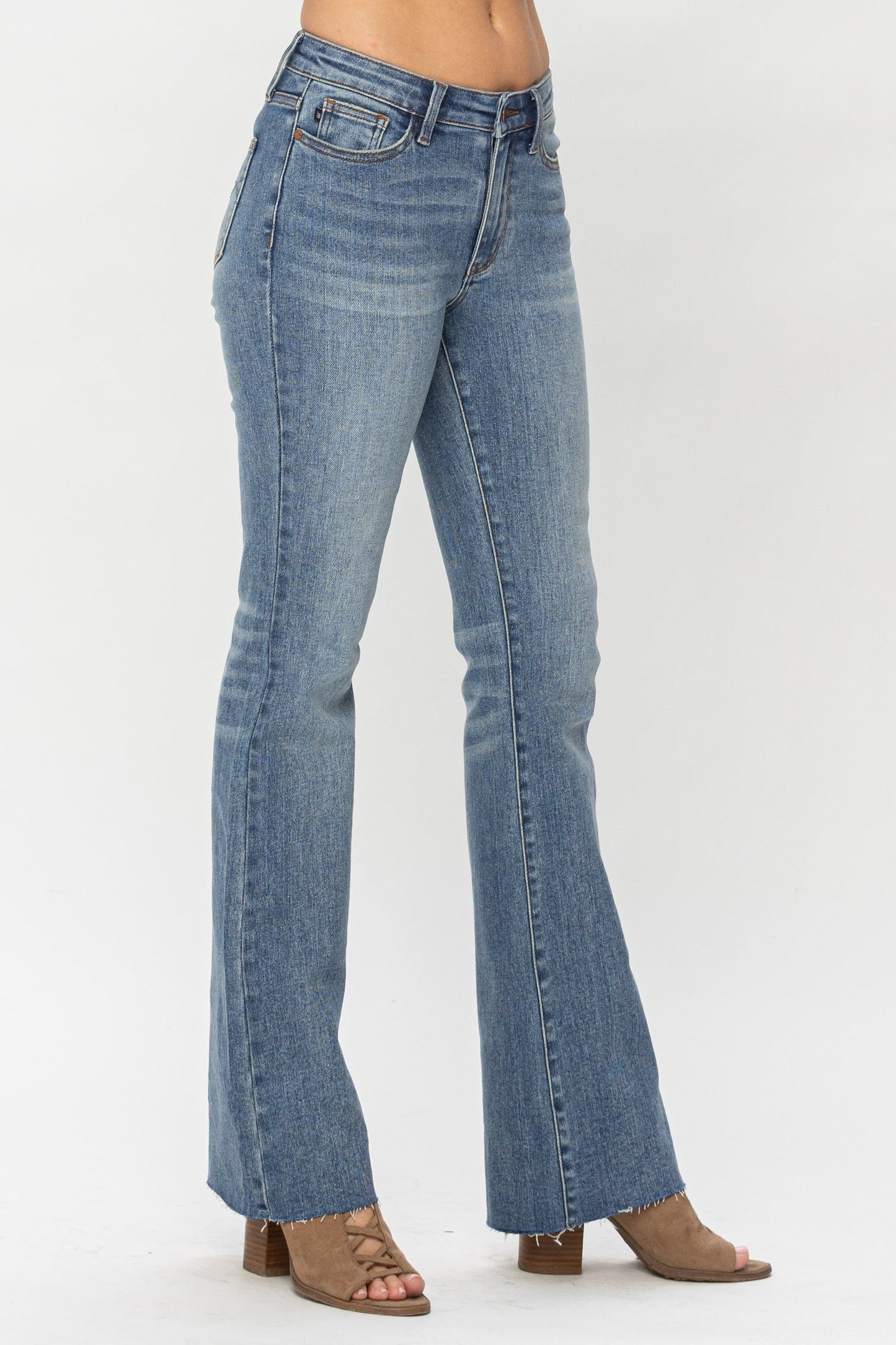 aldorian™-Blue Mid-Rise Tummy Tuck Bootcut Jeans(Buy 2 Free Shipping)
