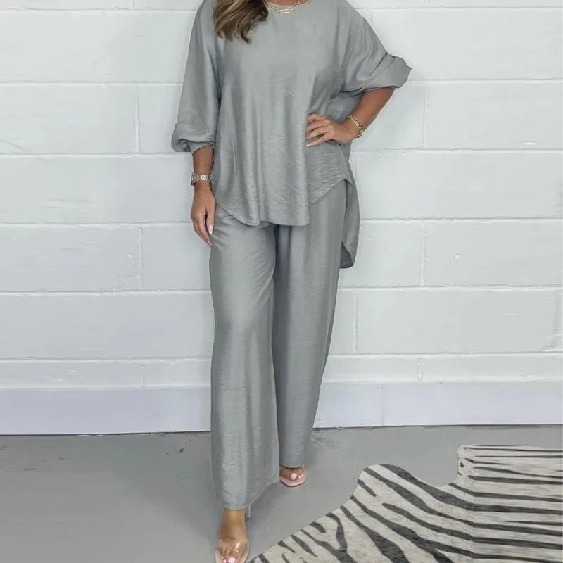 aldorian™-💕Women's Long Sleeve Blouse and Wide Leg Pants Set✨
