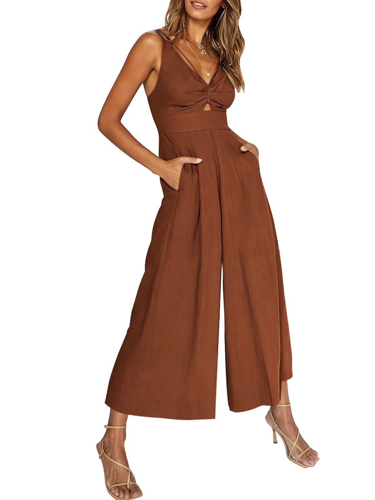 aldorian™-2024 New V Neck Cutout Wide Leg Jumpsuits(❤️Buy 2 Free Shipping❤️)