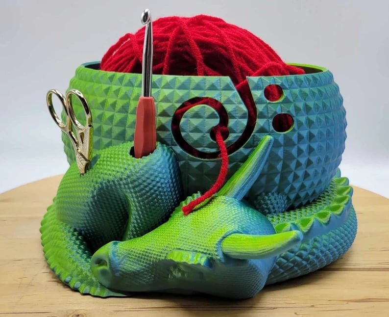 aldorian™-Large Fantasy Dragon and Egg Fantasy Bowl Knitting or Crochet Bowl- Buy two and get free shipping