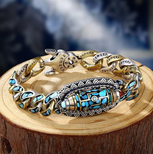aldorian™-🎁 Turquoise Six-character Mantra Nine-Eyed Bead Bracelet