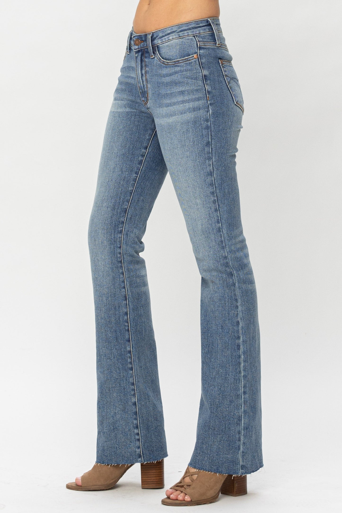 aldorian™-Blue Mid-Rise Tummy Tuck Bootcut Jeans(Buy 2 Free Shipping)