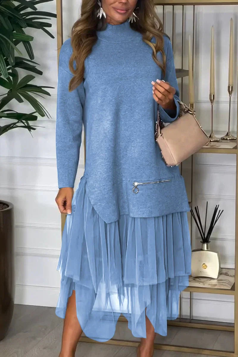 aldorian™-🎉 Two-Piece Set: Long Sleeve Top and Tulle Skirt for Women