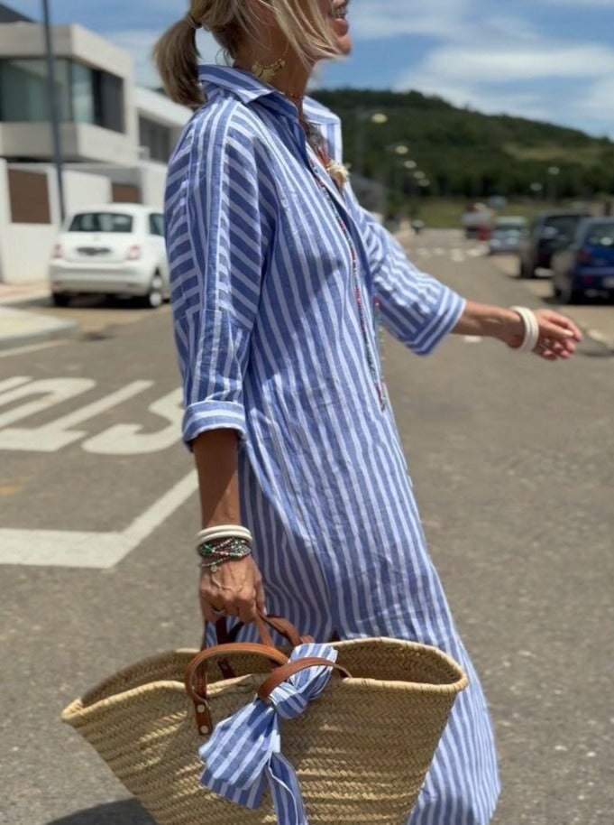 aldorian™-Classic Striped Lace-Up Shirt Dress