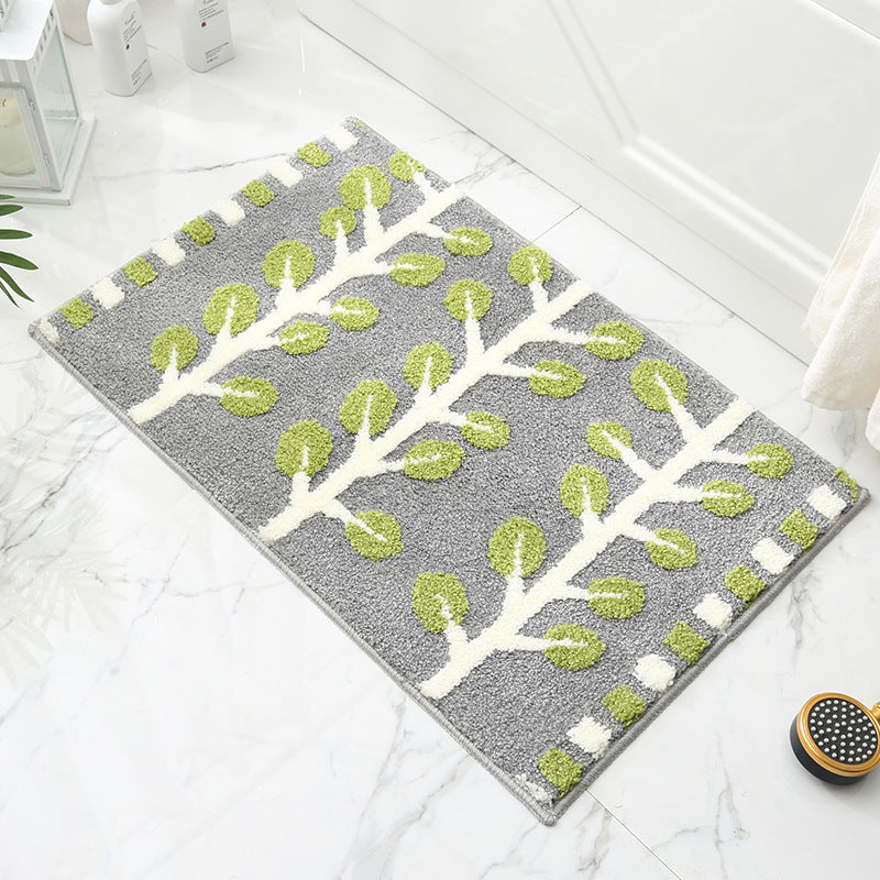 Grey and Green Leaves Rows of Trees Bath Mat