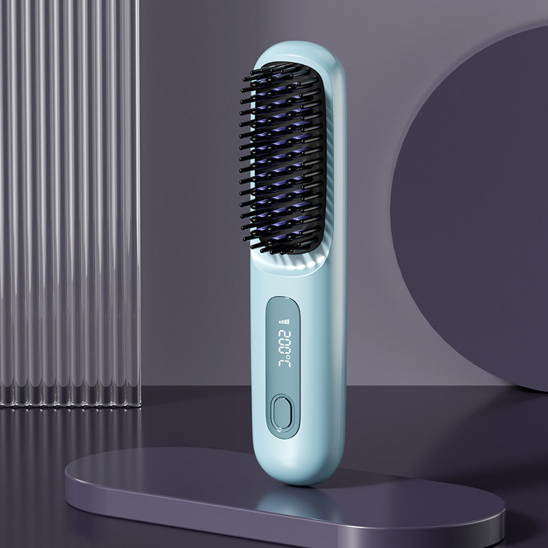 👩🦰2-in-1 USB Rechargeable Heated Hair Straightening Brushv