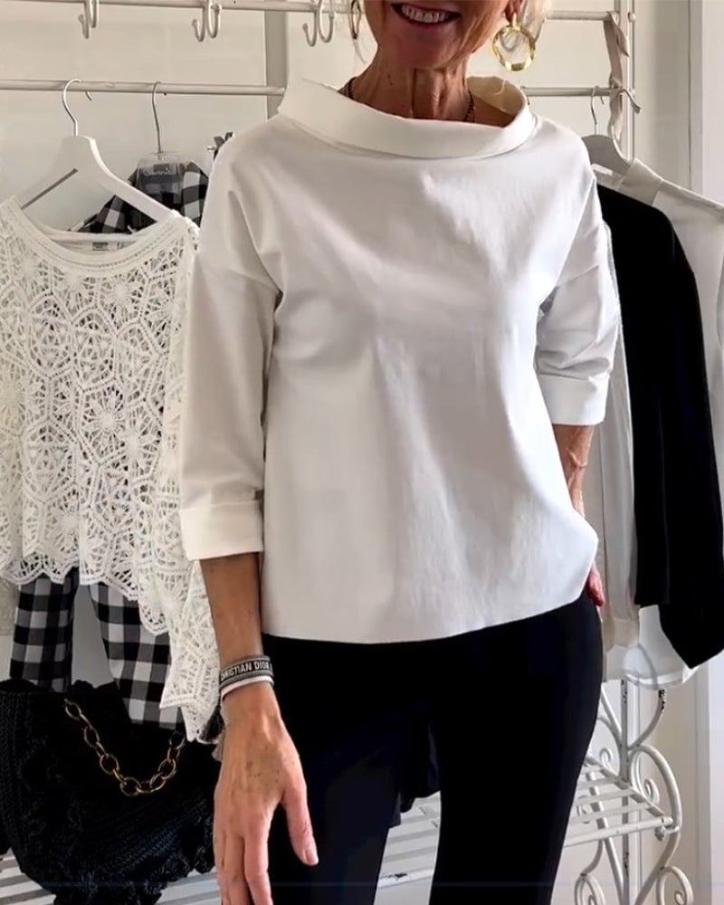 aldorian™-(BUY 2 FREE SHIPPING) Casual Wide Lapel Half Turtleneck Top