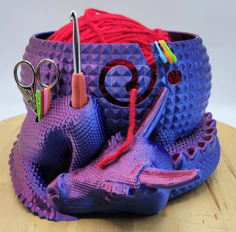 aldorian™-Large Fantasy Dragon and Egg Fantasy Bowl Knitting or Crochet Bowl- Buy two and get free shipping