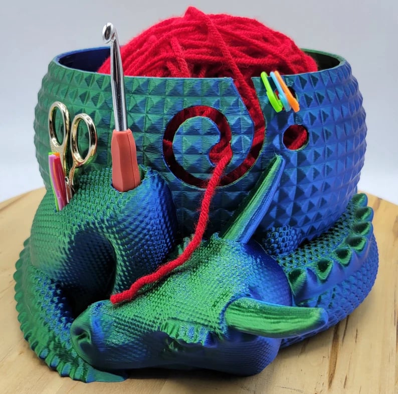 aldorian™-Large Fantasy Dragon and Egg Fantasy Bowl Knitting or Crochet Bowl- Buy two and get free shipping