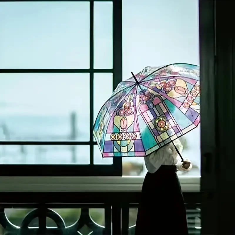aldorian™-🔥Vintage Stained Glass Automatic Umbrella