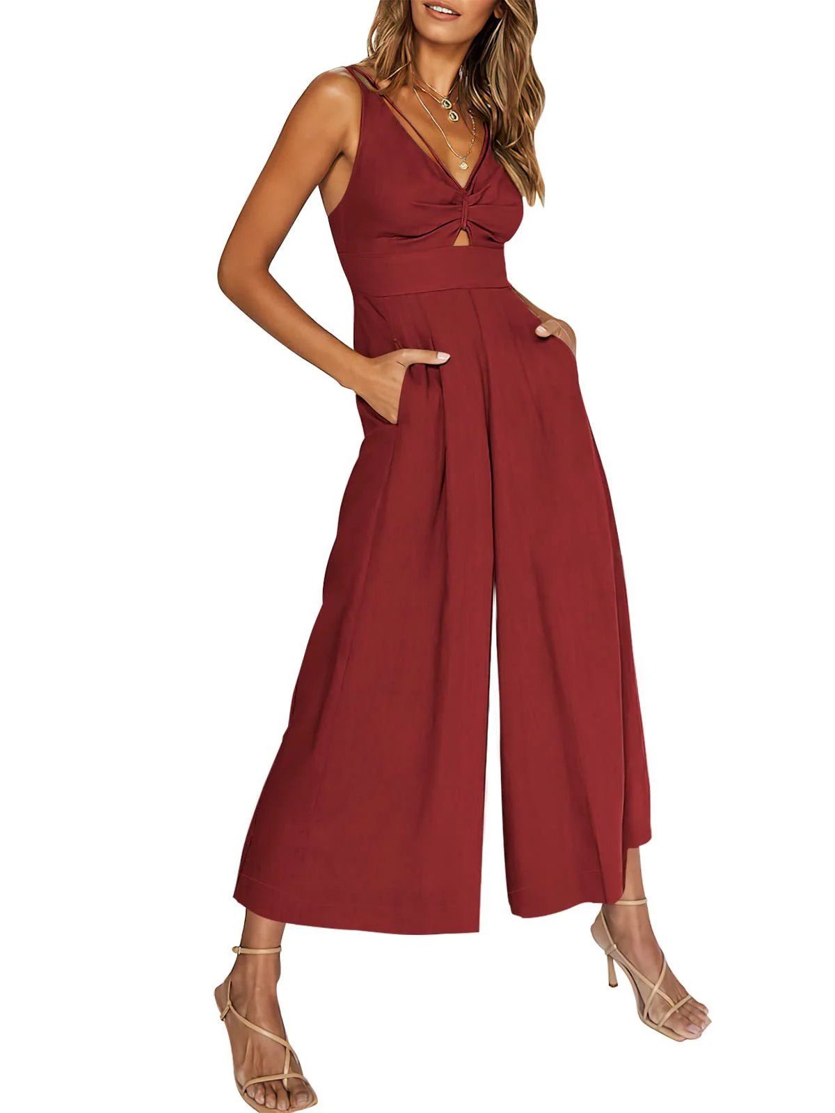 aldorian™-2024 New V Neck Cutout Wide Leg Jumpsuits(❤️Buy 2 Free Shipping❤️)