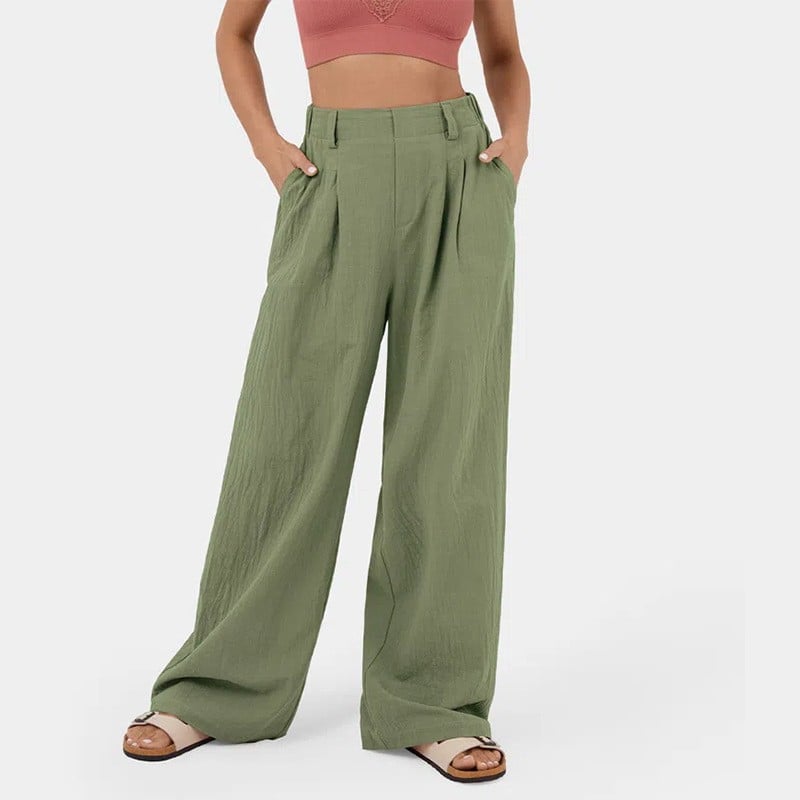 aldorian™-High Waisted Plicated Side Pocket Wide Leg Waffle Casual Pants(buy 2 free shipping)