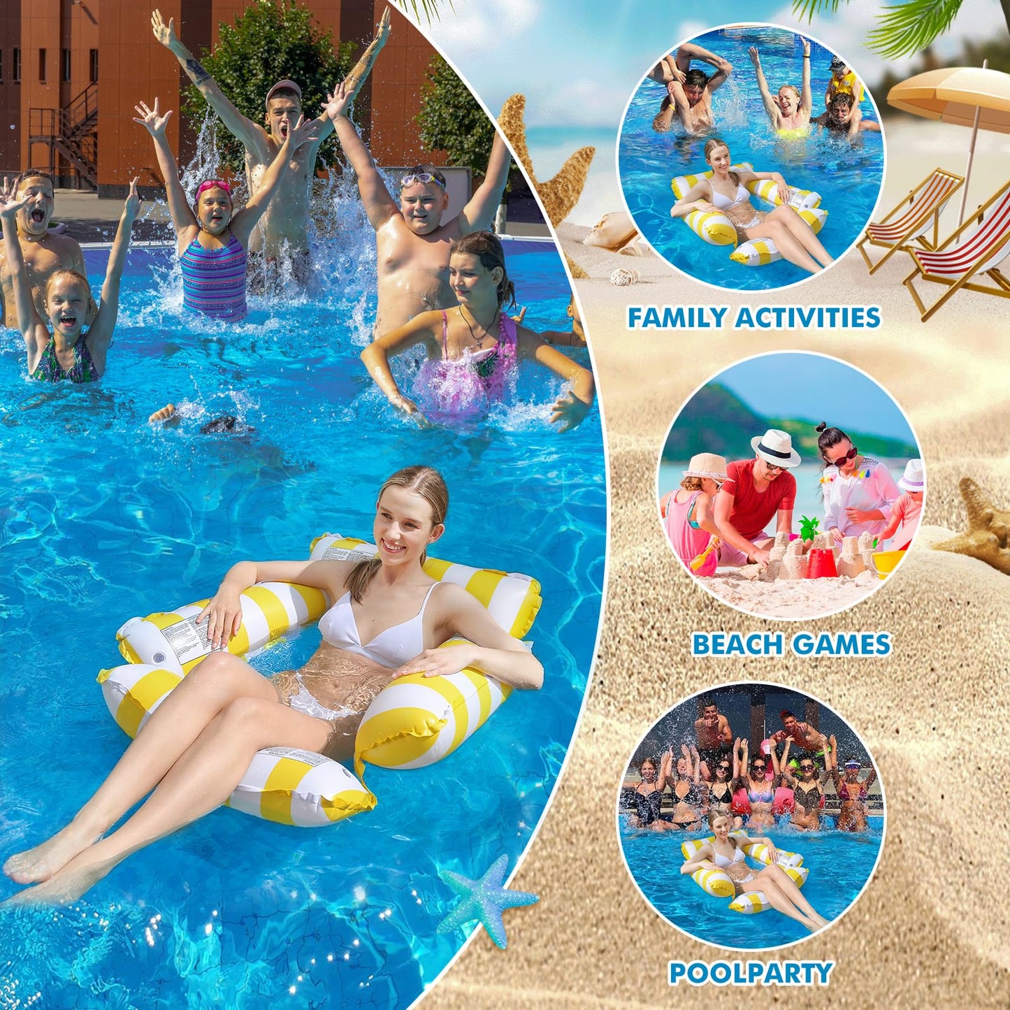 Inflatable Pool Float Chair Lounge