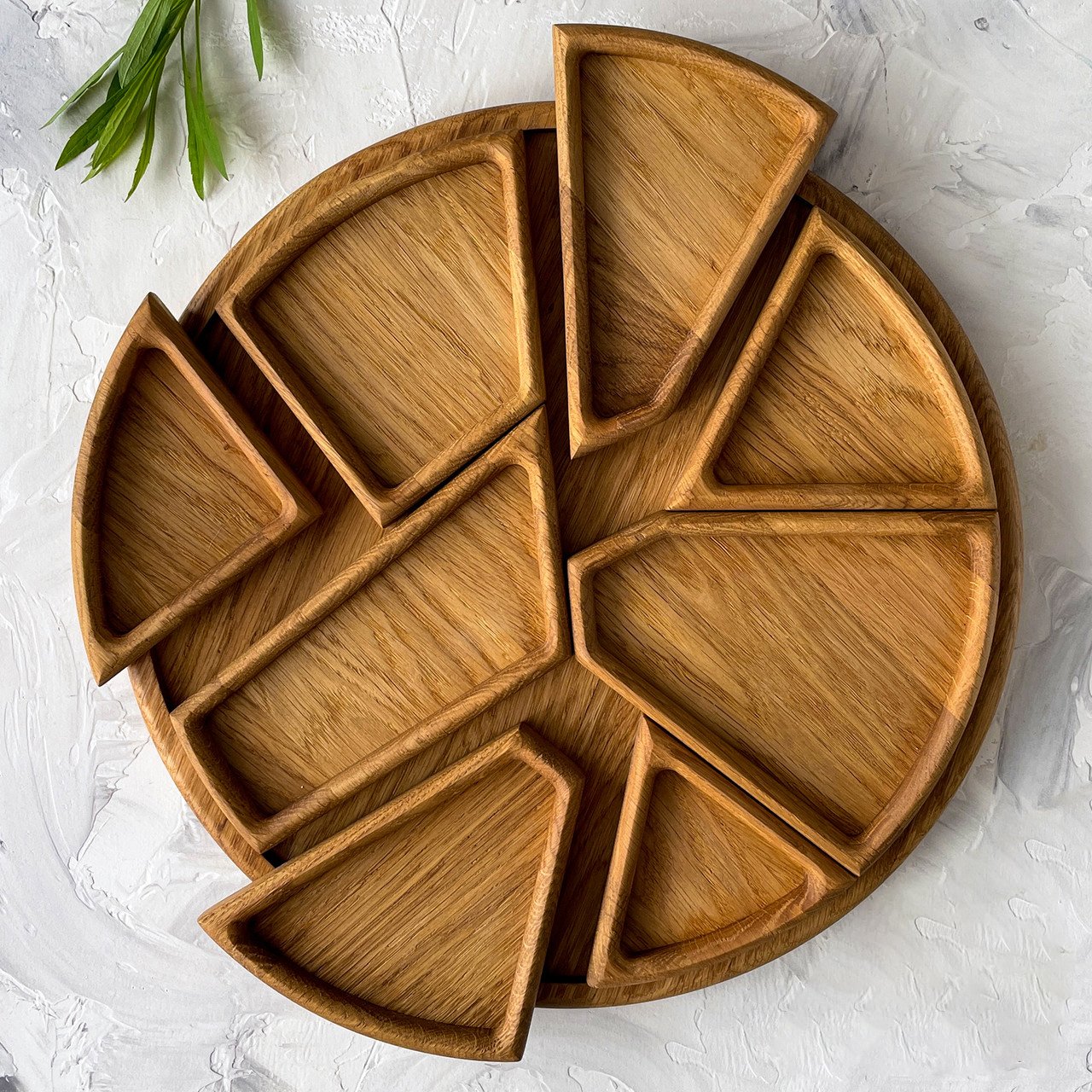 aldorian™-Puzzle Serving Tray - Oak Wood with Removable Compartments