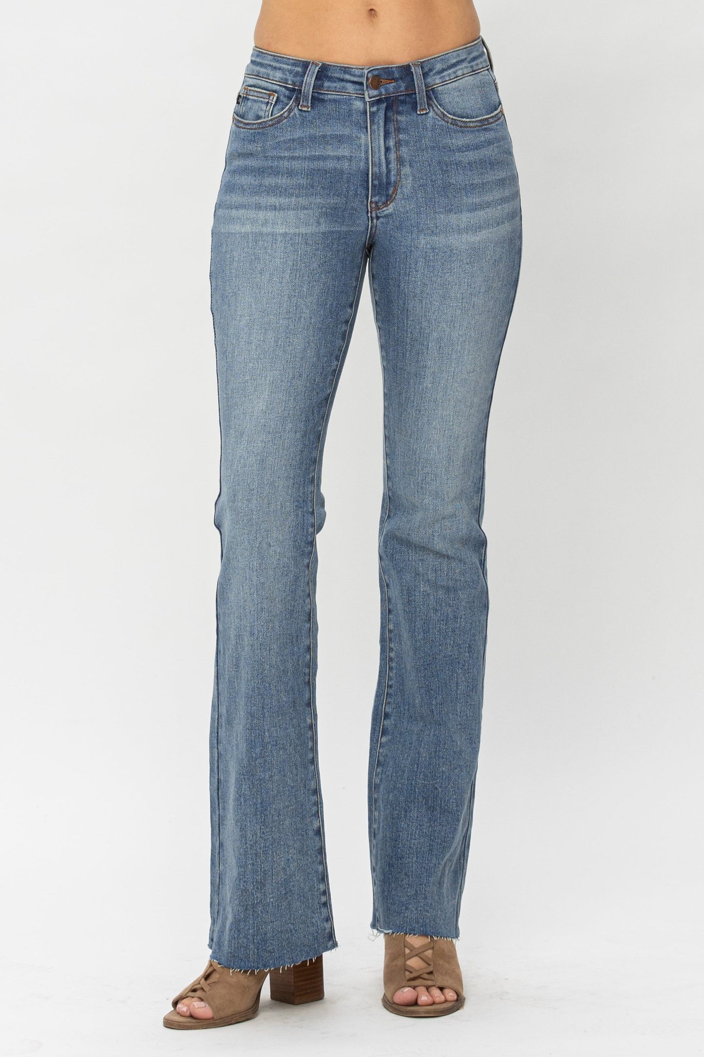aldorian™-Blue Mid-Rise Tummy Tuck Bootcut Jeans(Buy 2 Free Shipping)