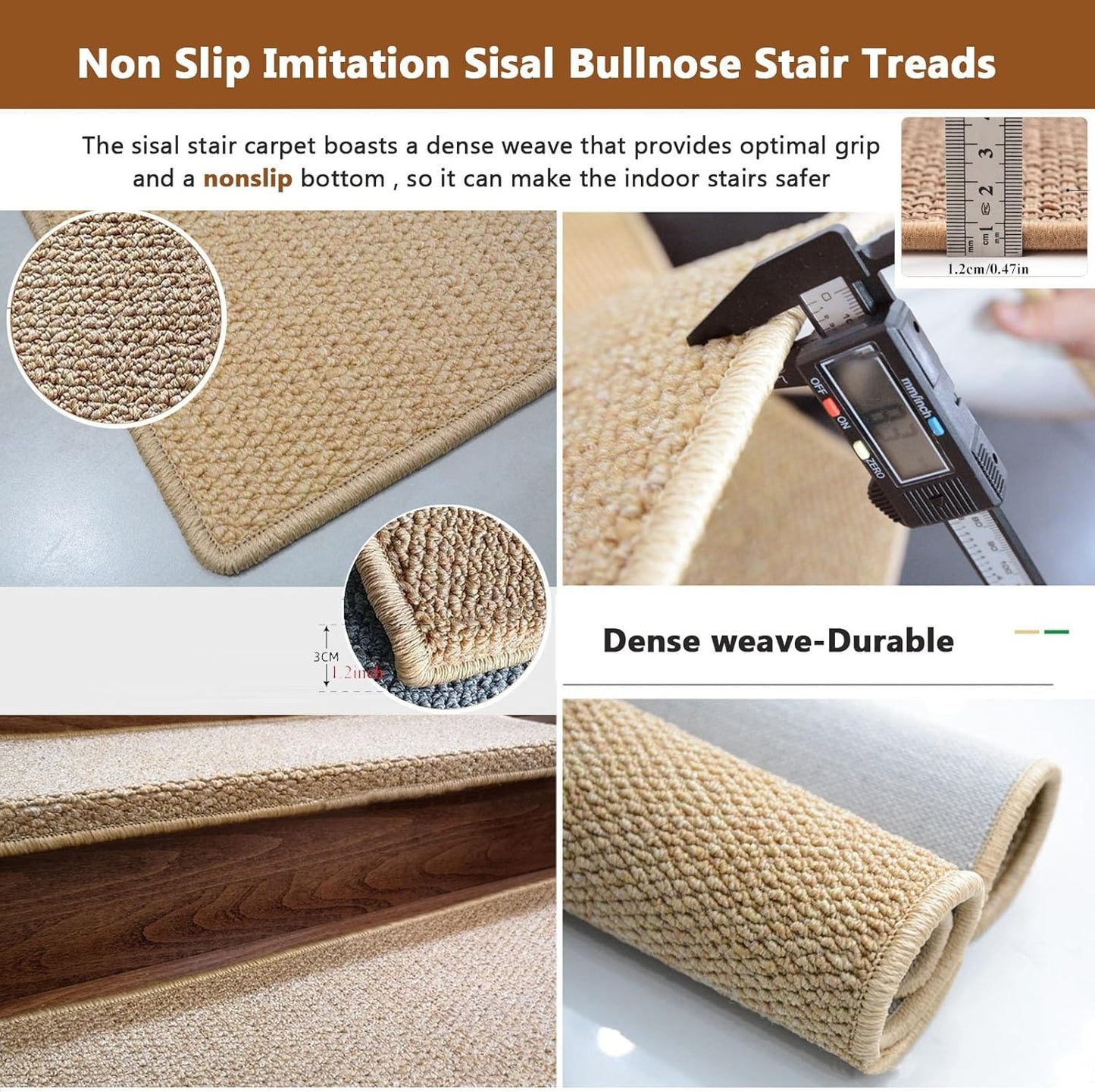 aldorian™-Self Adhesive Imitation Sisal Indoor Stair Runner Rugs Cover Mat