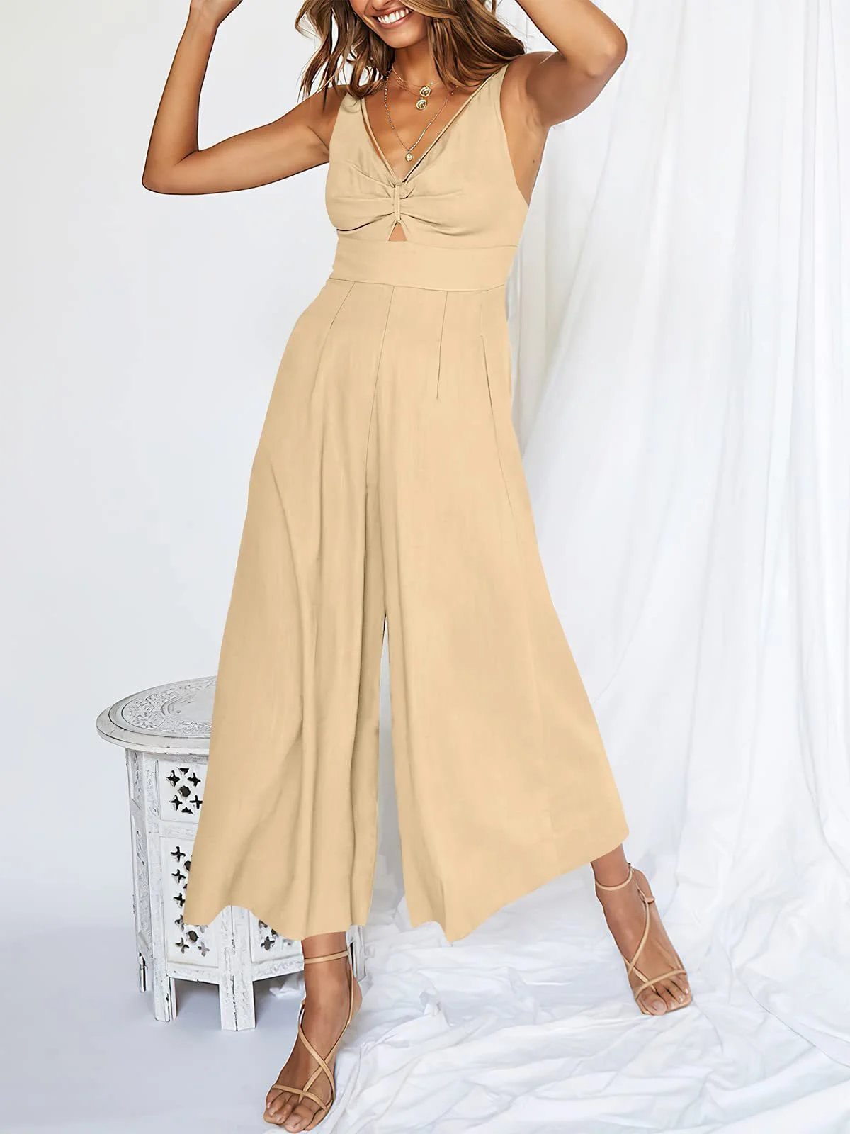 aldorian™-2024 New V Neck Cutout Wide Leg Jumpsuits(❤️Buy 2 Free Shipping❤️)